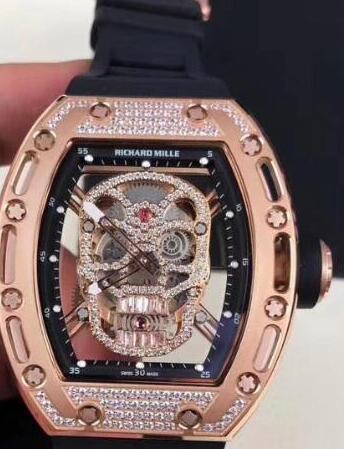 Richard Mille RM 052 rose gold diamond skull Replica Watch